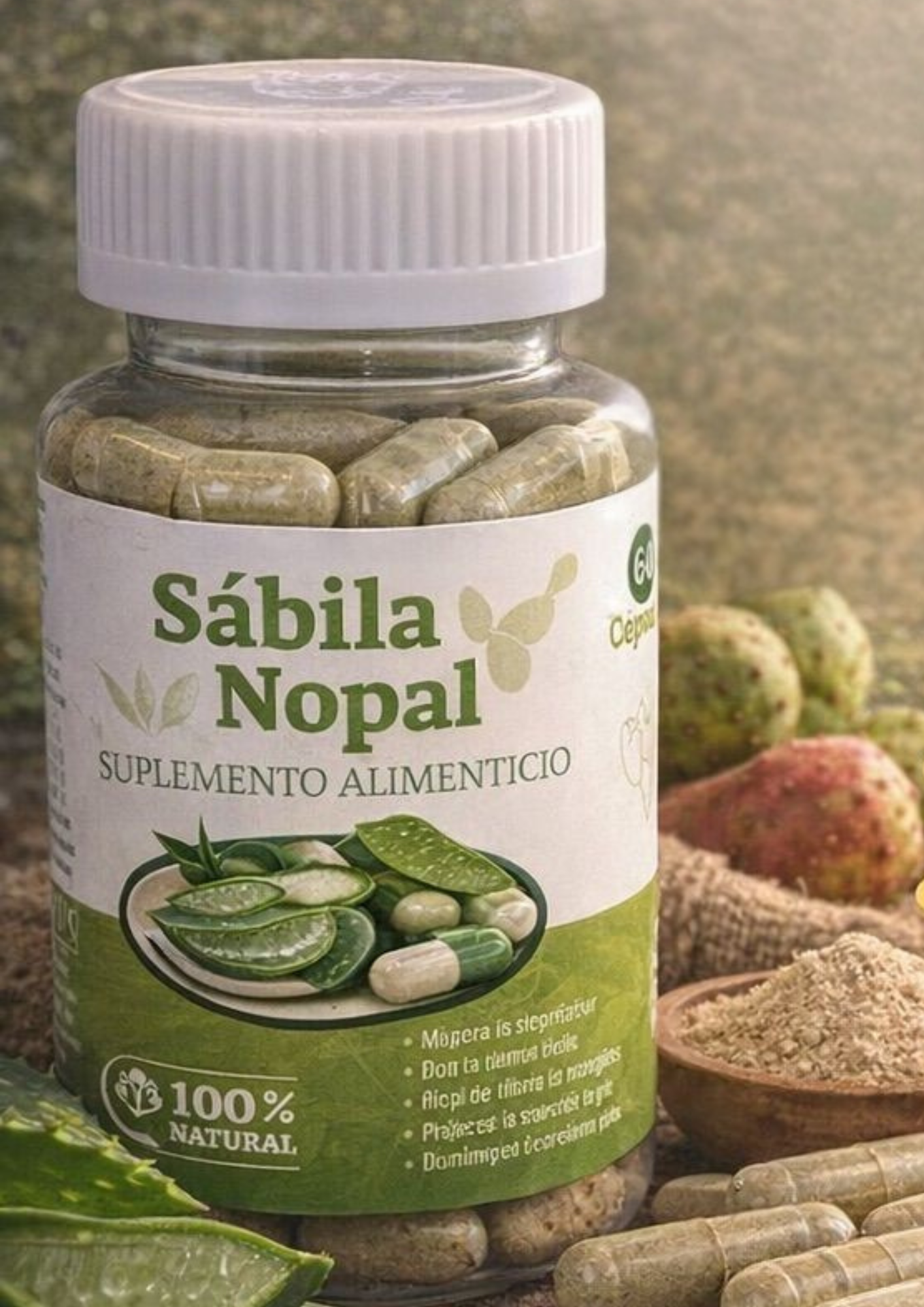 Sábila y nopal. 60 cápsulas